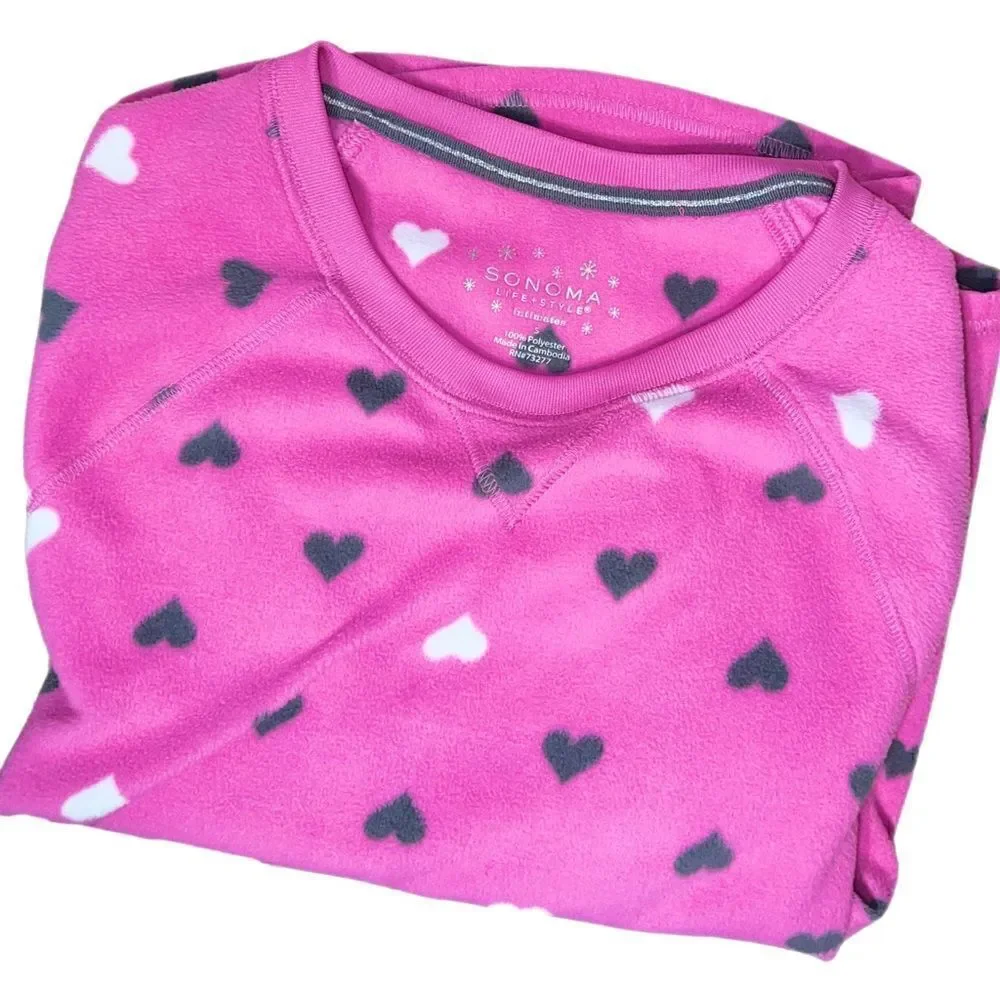 Abstract Heart Fleece Pajama Shirt